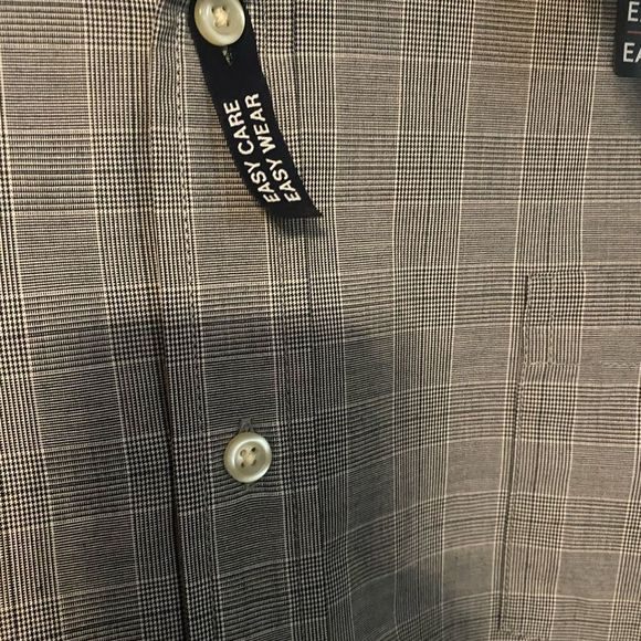CHAPS Mens Mini Plaid Gray Black White Easy Care Button Down Long Slv Sz 2XL - Picture 6 of 16